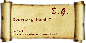 Dvorszky Gerő névjegykártya